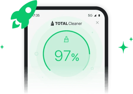 Mobile phone with Total Cleaner on screen